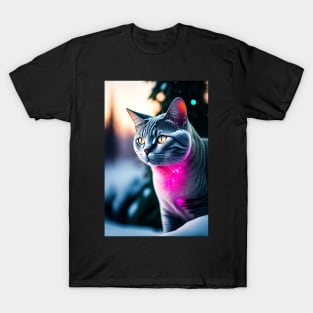 Pink Glow British Blue Cat T-Shirt